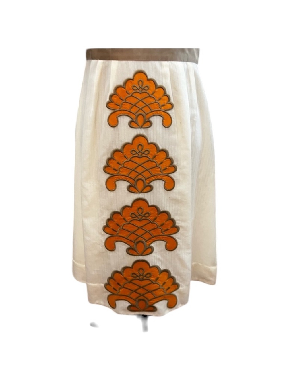 Floreat Anthropologie Vintage Cream Art Nouveau Appliqué Midi Dress Size 4 - Picture 5 of 13